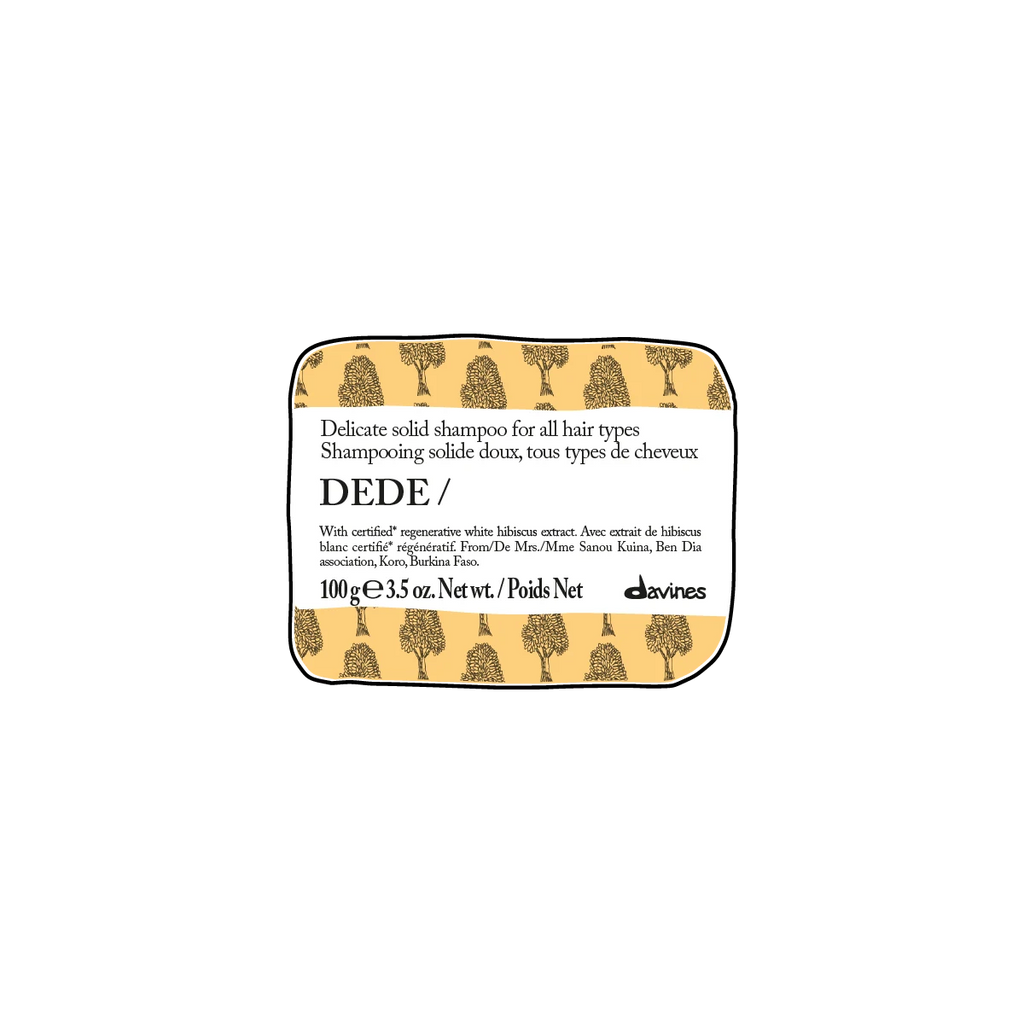 Dede Delicate Solid Shampoo Bar i fast form med miljövänlig och skonsam formula för alla hårtyper, för en hållbar och naturlig hårvårdsrutin.