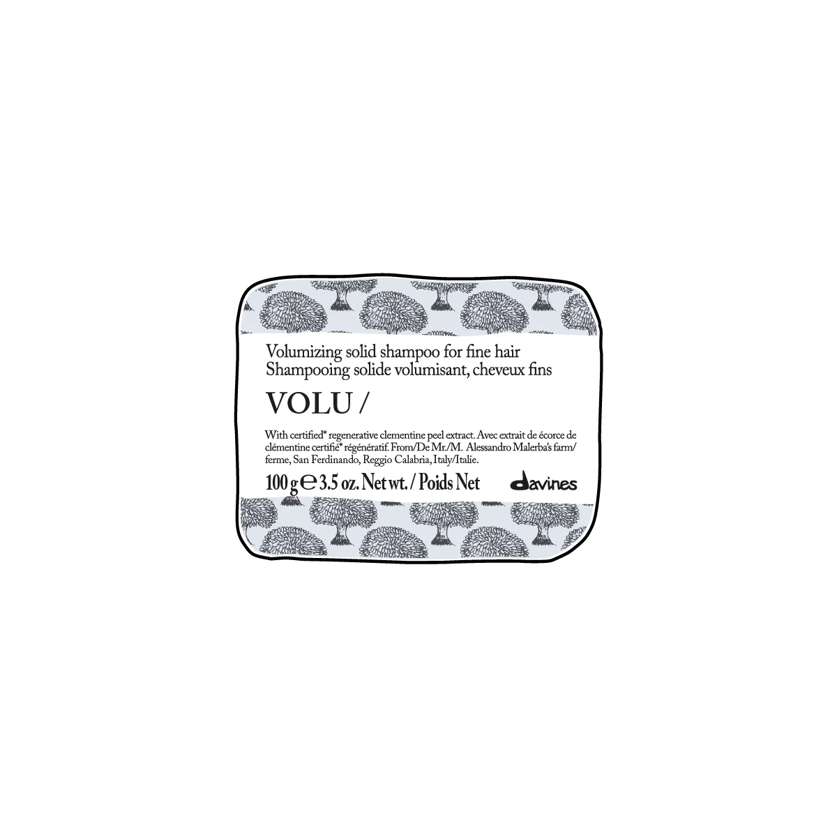 Volu Volumizing Solid Shampoo Bar i en återanvändbar förpackning, en fast schampobar för fint hår som är ett miljövänligt alternativ till traditionellt schampo.